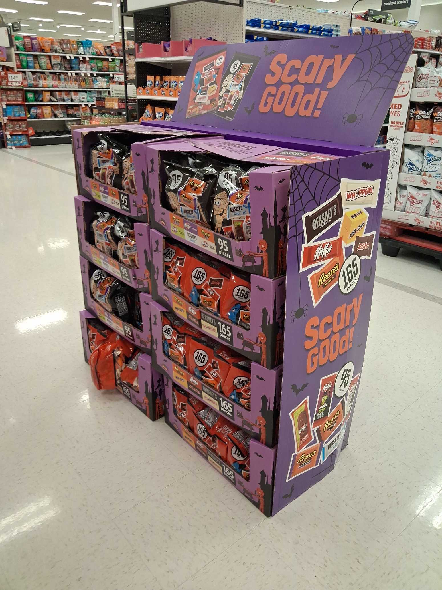 Free-standing Hershey's Halloween shipper display in a Target store